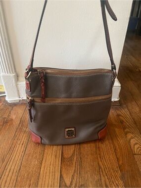 Dooney & Bourke Gray Leather Crossbody with Brown Trim